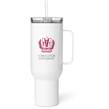 Loma Linda University Travel mug with a handle