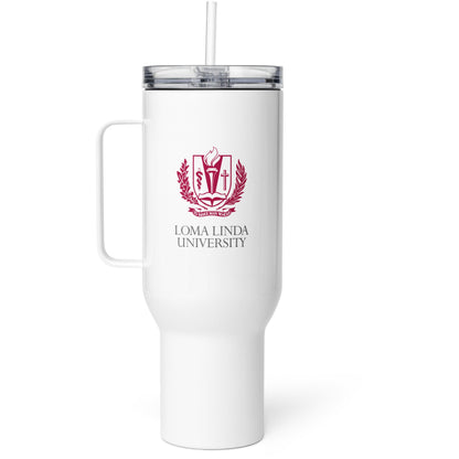 Loma Linda University Travel mug with a handle