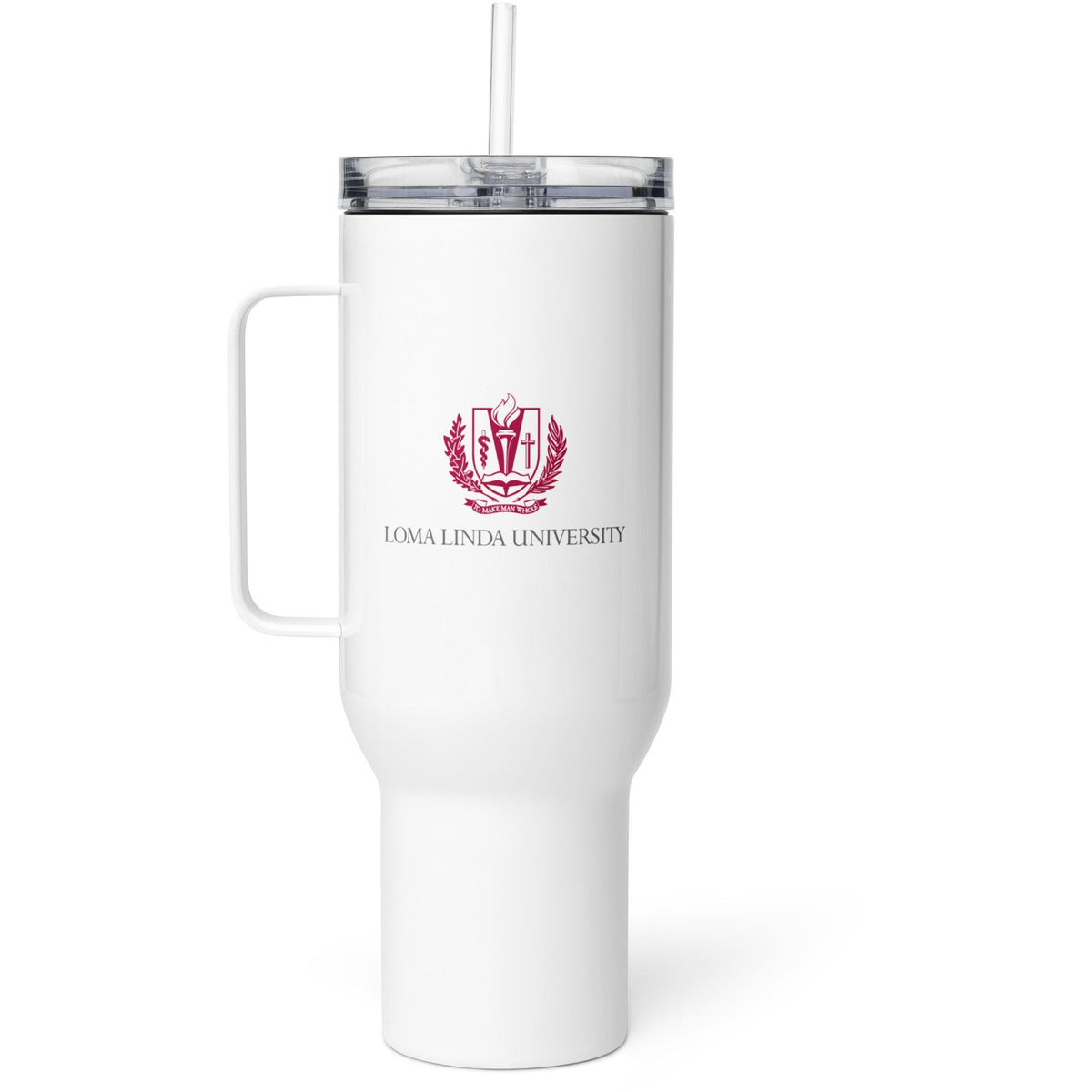 Loma Linda University Travel mug with a handle
